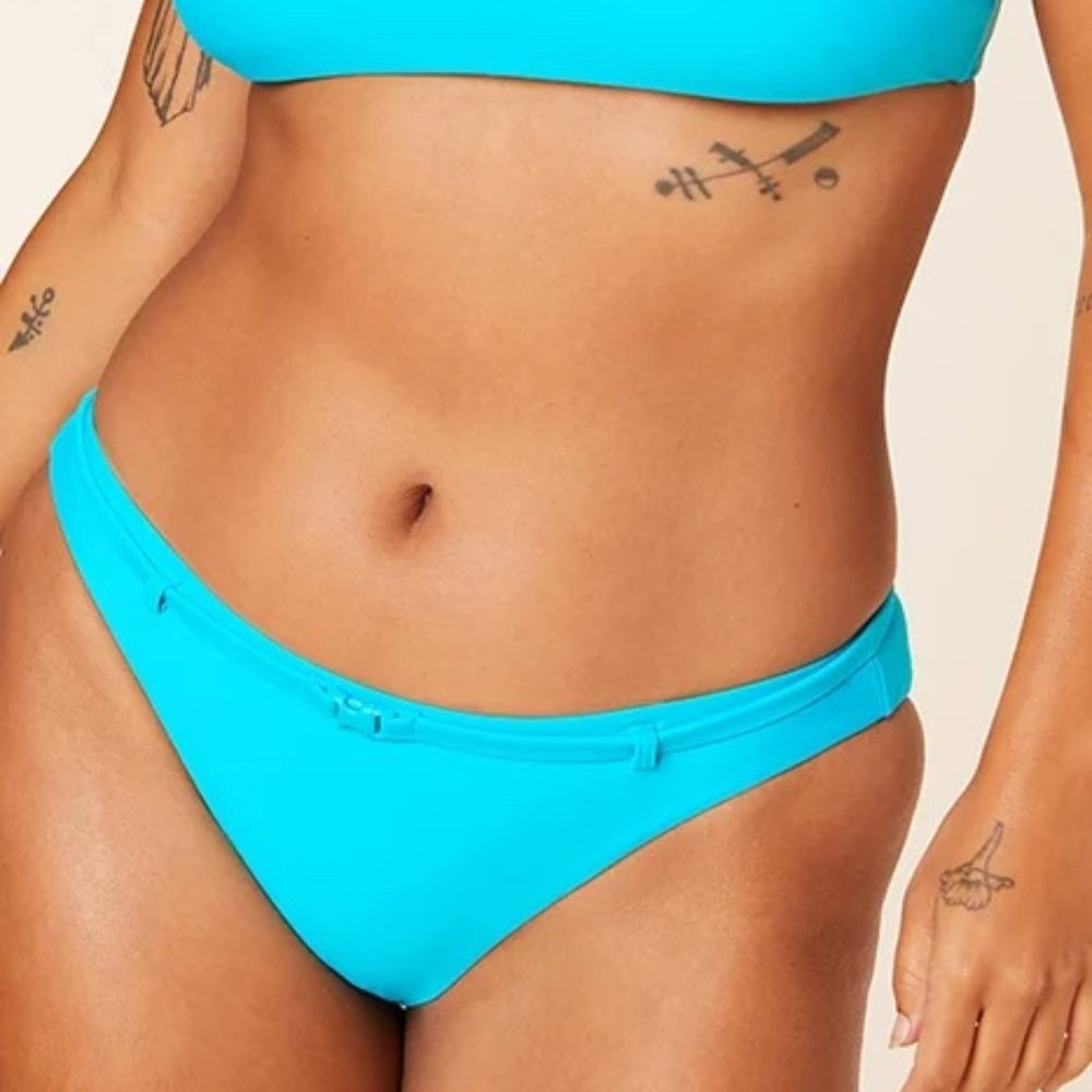 NWT Andie Swim The Riviera Bikini Bottom Flat Belt Bright Blue Size XL NEW